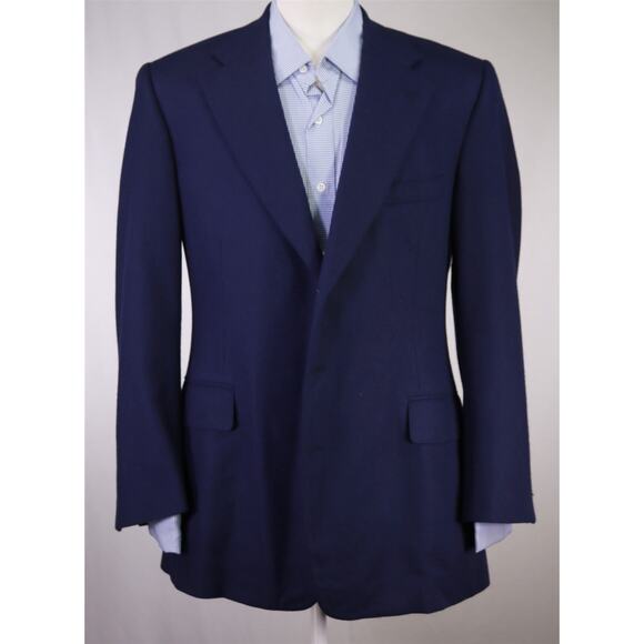 Alexis New York Bespoke Navy Blue Woven Wool Angora Cashmere Blazer Jacket 40R - Picture 2 of 9